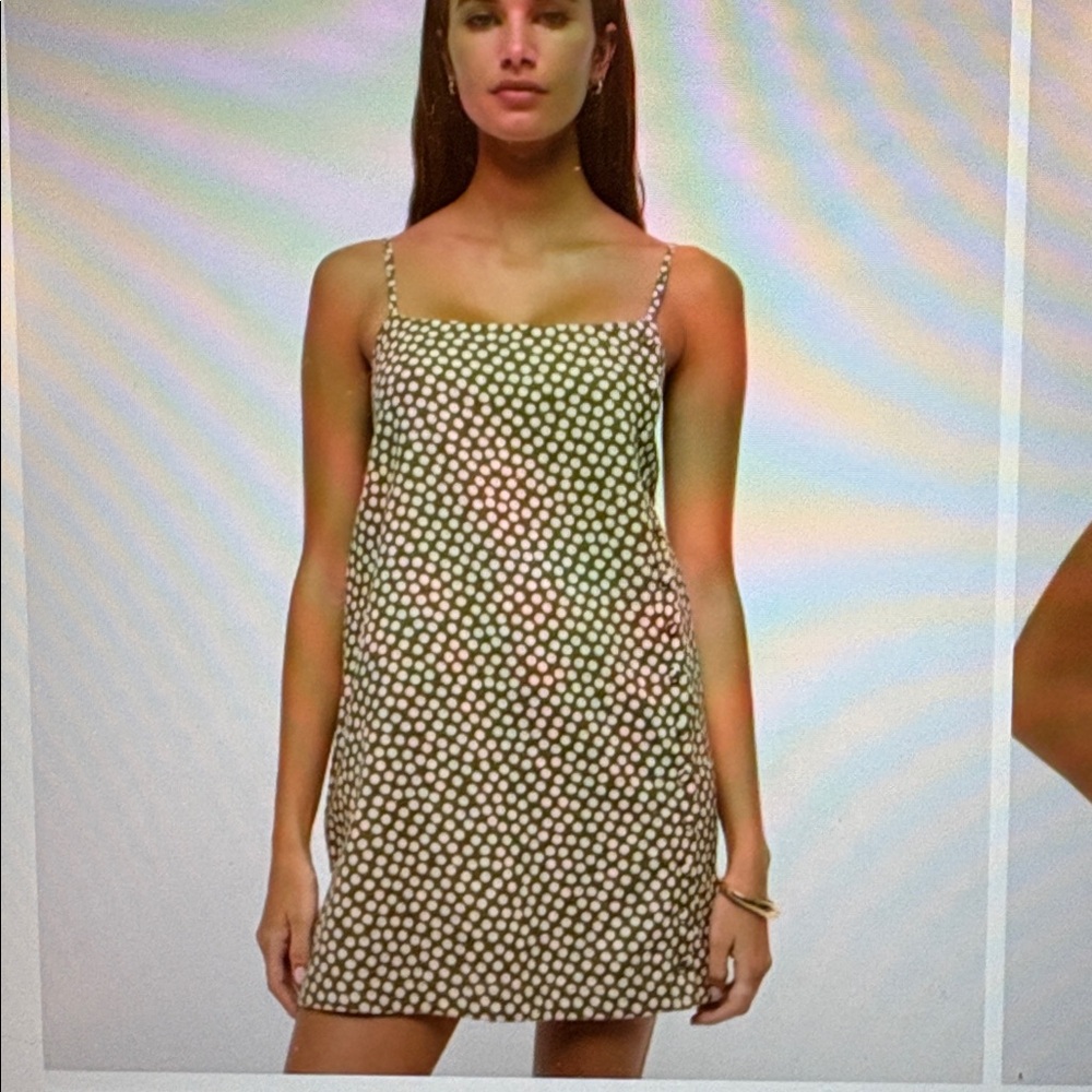 Abercrombie & Fitch green and White Polka Dot Mini Dress - Picture 6 of 7